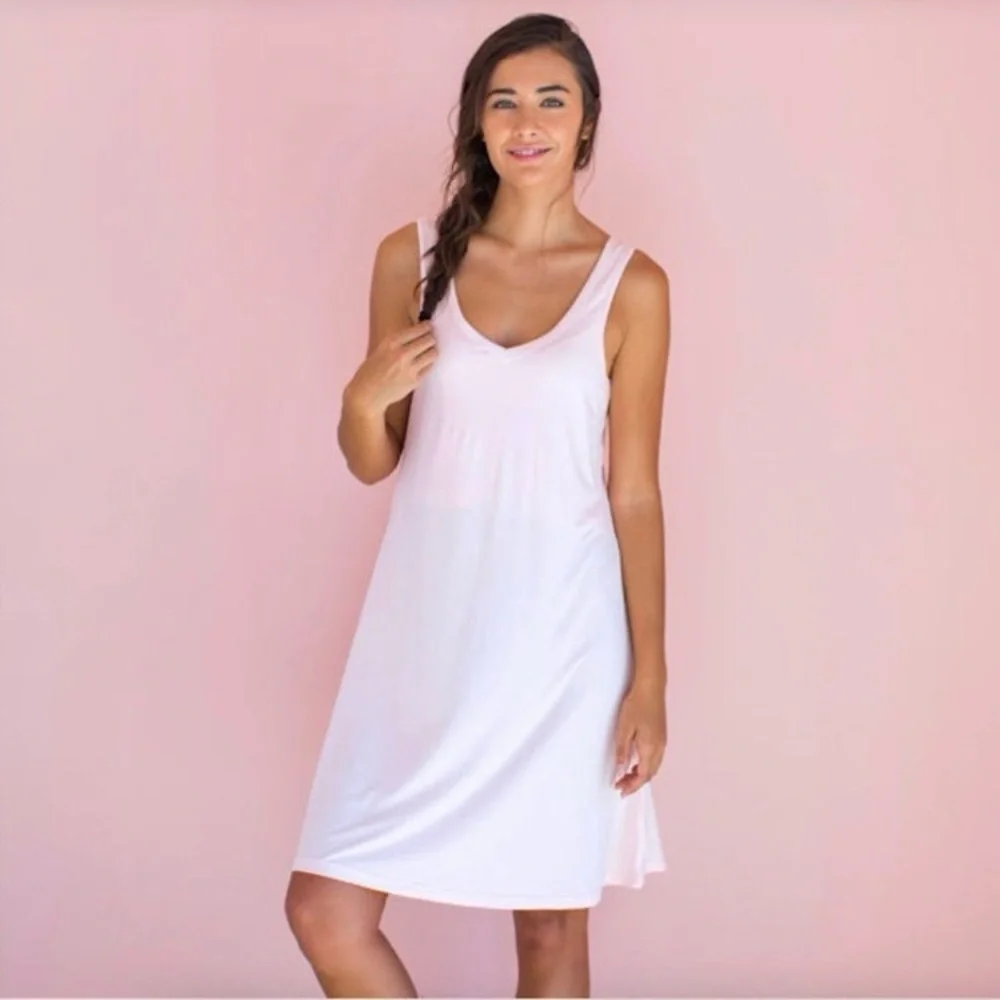 Faceplant Dreamwear Pastel Pink V-Neck Sleeveless Tank Nightgown Size Small - Picture 3 of 16